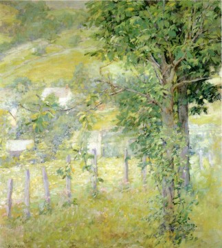 ウッズ Painting - 夏の印象派の風景の丘の中腹 ロバート・リードの森の森